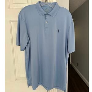 Polo Ralph Lauren Mens Classic Fit Performance Polo Sky Blue Navy Pony Sz L REAC